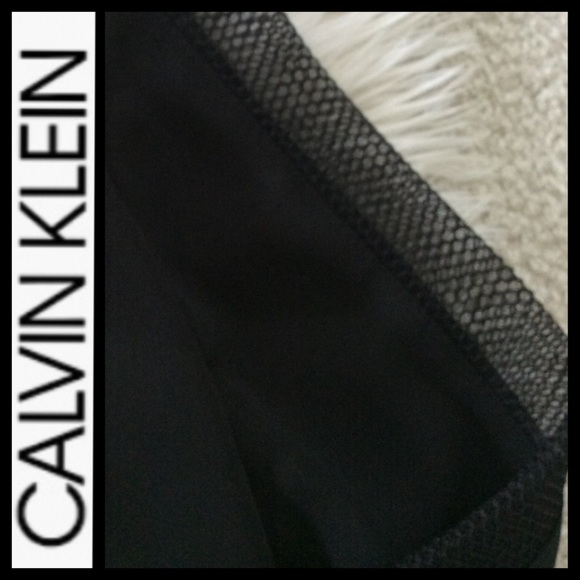 Calvin Klein Mesh Sleeve Black Blouse - Picture 3 of 5